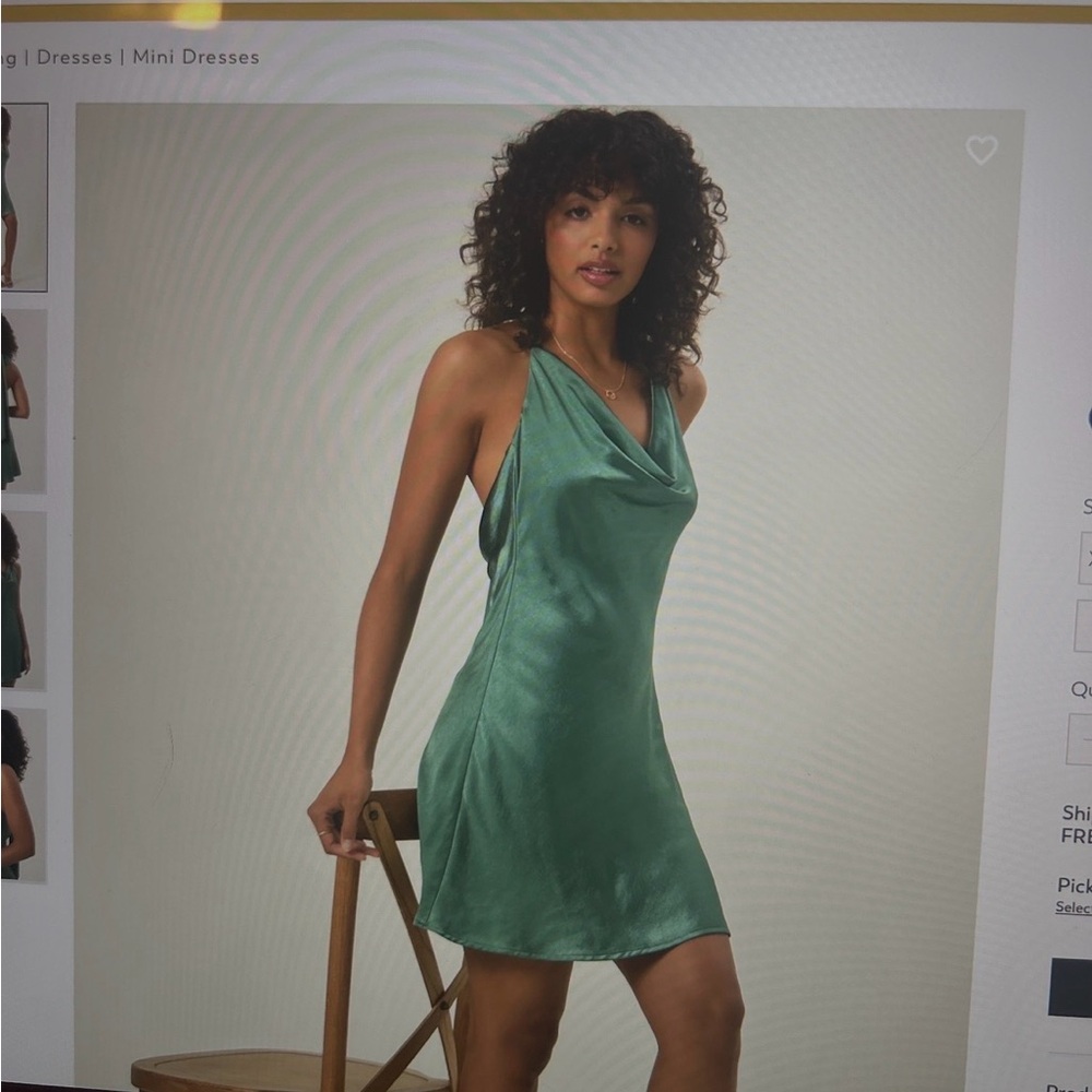 Altar'd State Emerald Green Satin Backless Mini Dress